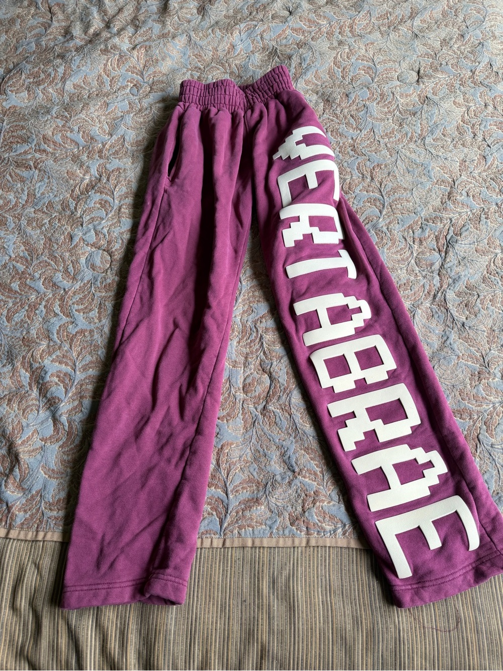 purple/cream vertabrae sweatpants